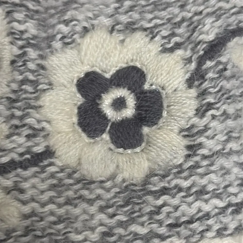 NWT Vintage Les Copains Turtleneck Black White Heart Flower Patterned Sweater